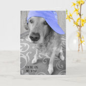 Golden Retriever met paars pet Kaart (Gele Bloem)