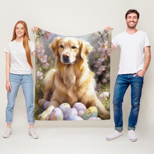 Golden Retriever met paaseieren Fleece Deken (In situ)