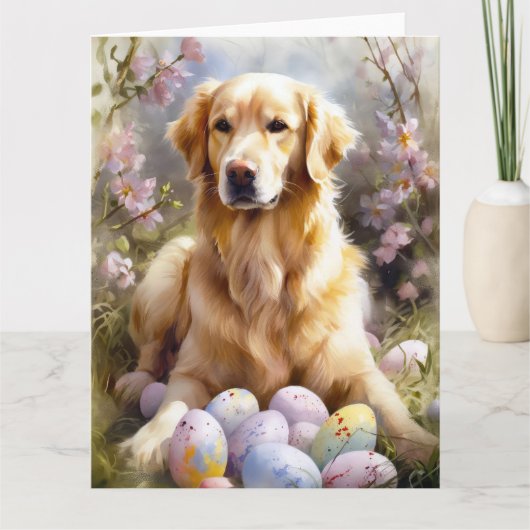 Golden Retriever met paaseieren Kaart (Voorkant)