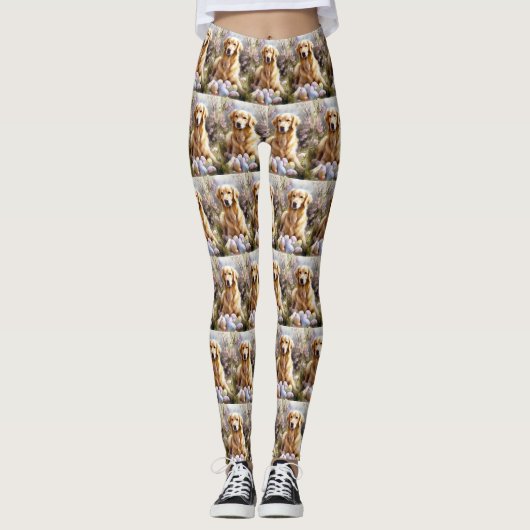Golden Retriever met paaseieren Leggings (Voorkant)