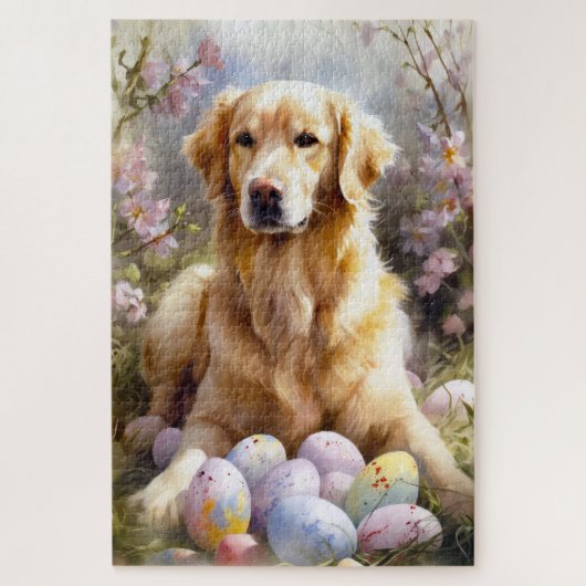 Golden Retriever met paaseieren Legpuzzel (Verticaal)