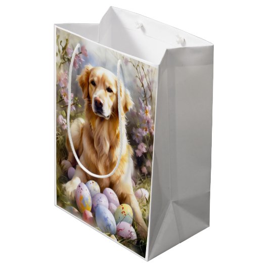 Golden Retriever met paaseieren Medium Cadeauzakje (Achterkant Gekanteld)