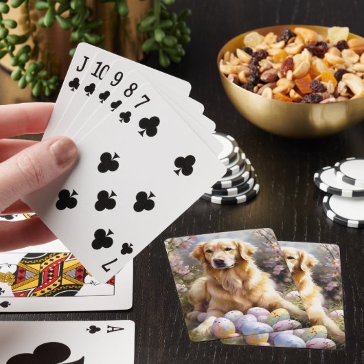 Golden Retriever met paaseieren Pokerkaarten (Insitu)