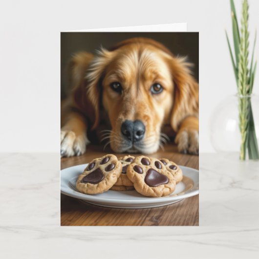 Golden Retriever met Pawprint Cookies Kaart (Voorkant)