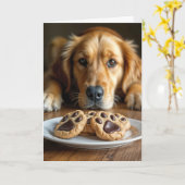 Golden Retriever met Pawprint Cookies Kaart (Gele Bloem)
