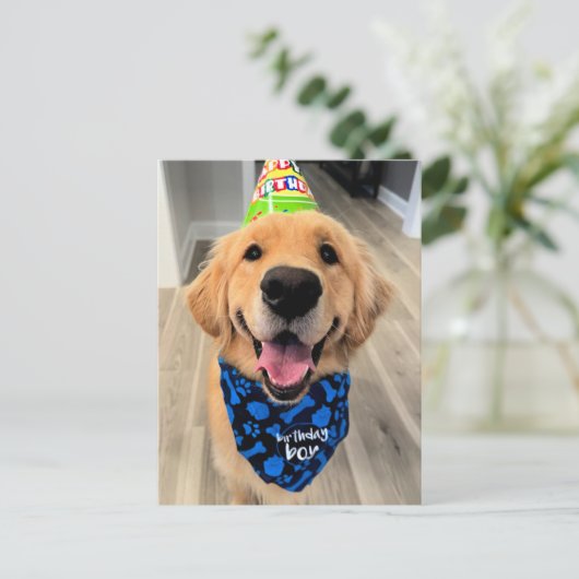 Golden Retriever met Pet en Bandana Briefkaart (Staand voorkant)