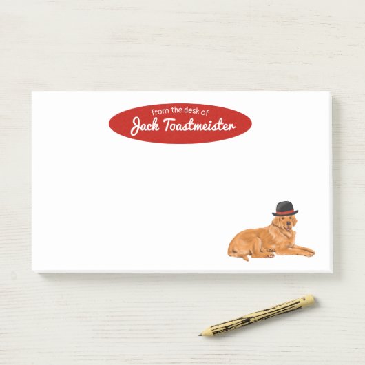 Golden Retriever met Pet schilderij Post-it® Notes (Op bureau)