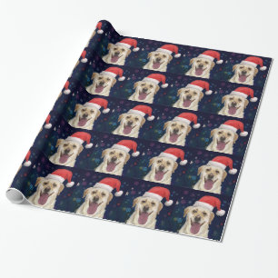 Golden Retriever met Pet van de Rode Kerstman Cadeaupapier