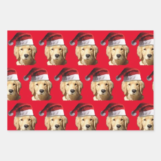Golden Retriever met Pet voor de kerstman Inpakpapier Vel (Voorkant 3)
