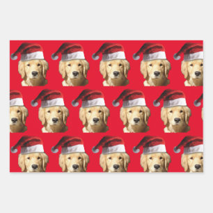 Golden Retriever met Pet voor de kerstman Inpakpapier Vel