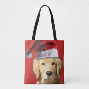 Golden Retriever met Pet voor de kerstman Tote Bag