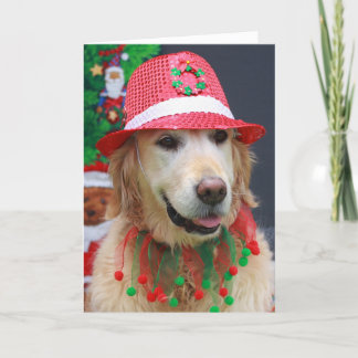 Golden Retriever met Pet voor Kerstmis Feestdagen Kaart