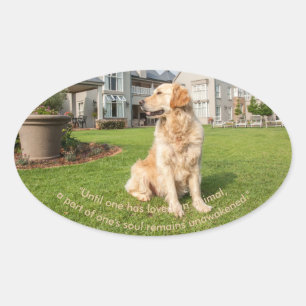 Golden Retriever met Quote Oval Sticker