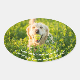 Golden Retriever met Quote Oval Sticker