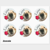 Golden Retriever met Red Rose Valentijn Love Ronde Sticker (Vel)