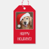Golden Retriever met Red Santa Hat Cadeaulabel (Voorkant)