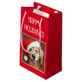 Golden Retriever met Red Santa Hat Klein Cadeauzakje (Achterkant Gekanteld)