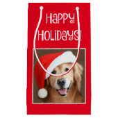 Golden Retriever met Red Santa Hat Klein Cadeauzakje (Voorkant)