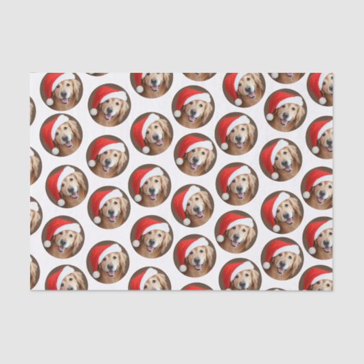 Golden Retriever met Red Santa Hat Tissuepapier (Voorkant)
