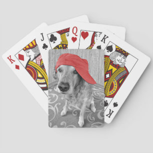 Golden Retriever met rood pet Pokerkaarten