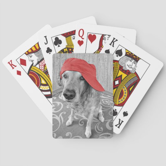Golden Retriever met rood pet Pokerkaarten (Achterkant)