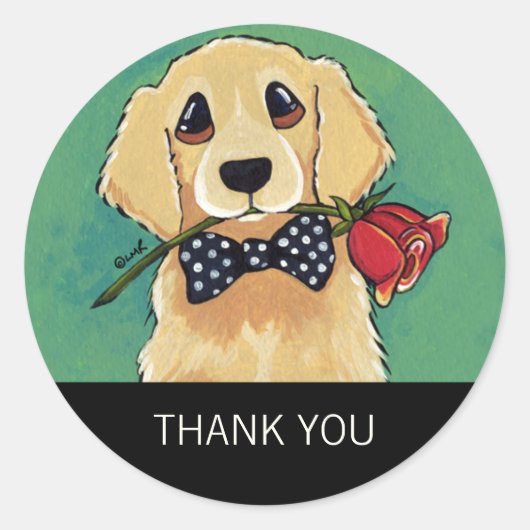 Golden Retriever met Roos Dank u Stickers (Voorkant)