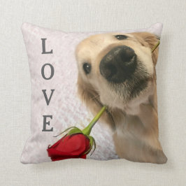 Golden Retriever met roze persoonlijke liefde Kussen