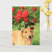 Golden Retriever met Rozen denken aan jou Kaart (Gele Bloem)