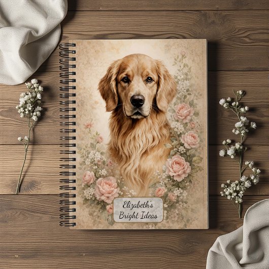 Golden Retriever met Rozen Notitieboek