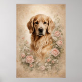 Golden Retriever met Rozen Poster (Voorkant)