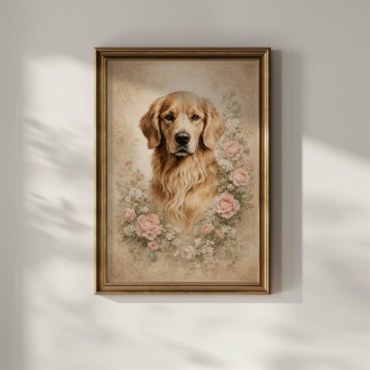 Golden Retriever met Rozen Poster
