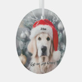 Golden Retriever met Santa Hat Glas Ornament (Voorkant Rechts)