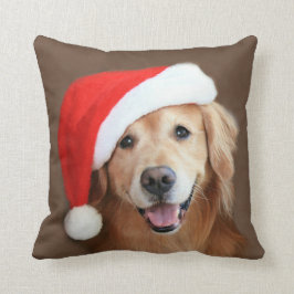 Golden Retriever met Santa Hat Kussen
