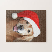 Golden Retriever met Santa Hat Legpuzzel (Horizontaal)