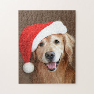 Golden Retriever met Santa Hat Legpuzzel