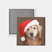 Golden Retriever met Santa Hat Magneet (Voorkant / Achterkant)