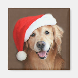 Golden Retriever met Santa Hat Magneet