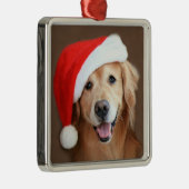 Golden Retriever met Santa Hat Metalen Ornament (Rechts)