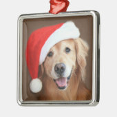Golden Retriever met Santa Hat Metalen Ornament (Links)
