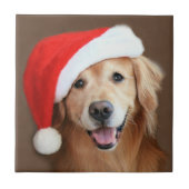Golden Retriever met Santa Hat Tegeltje (Voorkant)