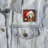 Golden Retriever met Santa Hat Vierkante Button 5,1 Cm (In situ)