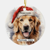 Golden Retriever met Santa Pet Ornament (Voorkant)