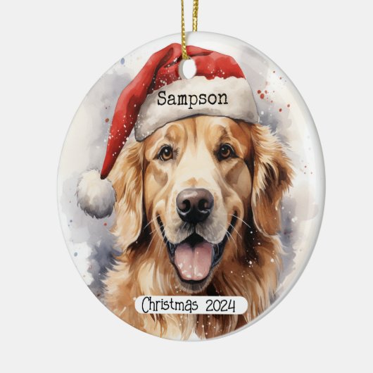 Golden Retriever met Santa Pet Ornament (Links)