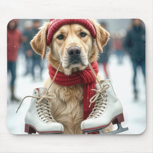 Golden Retriever met Schaatsen Muismat (Voorkant)