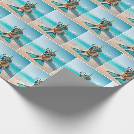 Golden Retriever met snorkel en flippers Cadeaupapier (Hoek)