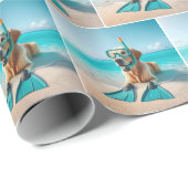 Golden Retriever met snorkel en flippers Cadeaupapier (Rol Hoek)