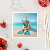 Golden Retriever met snorkel en flippers Servet (Insitu)