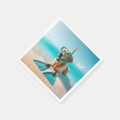 Golden Retriever met snorkel en flippers Servet (Hoek)