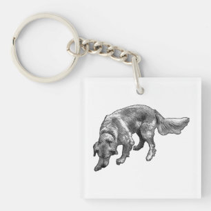 Golden Retriever met Speelse Manga Stip Sleutelhanger