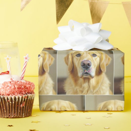 Golden Retriever met strooien op de neus Cadeaupapier (Verjaardagsfeest)